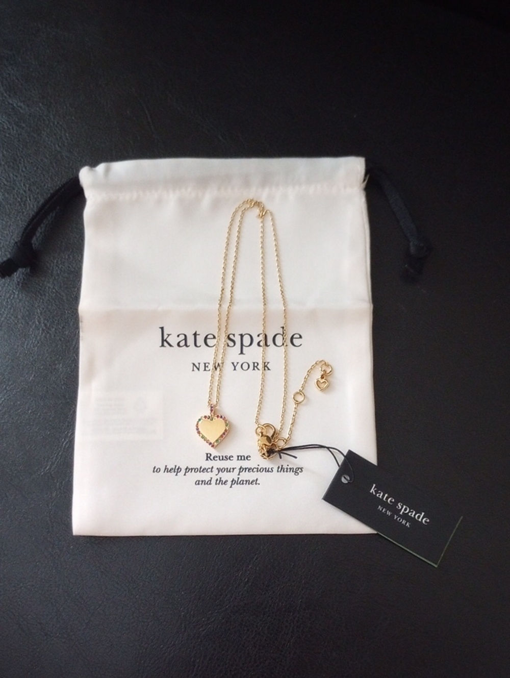 Kate Spade Heart Pendant Necklace & Dust Bag - Picture 2 of 6
